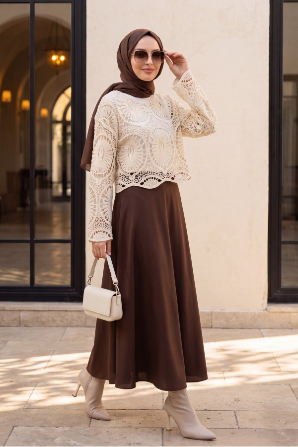 Lace Knit Blouse -Ecru