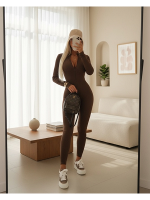 Women's Long Sleeve Zippered Camisole Jumpsuit