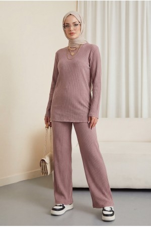 Bisiklet Yaka Kaşkorse Takım    -Açık Kahve