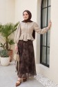 Side Zipper Patterned Lined Chiffon Skirt -Brown