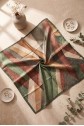 Asymmetrical Patterned Rayon Scarf -Dark green