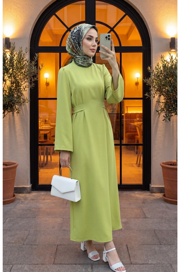Judge Collar Lace Detailed Dress  -Oil Green