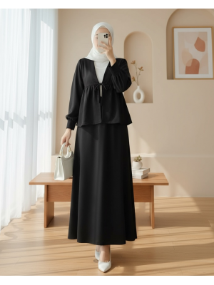 Beli Bağlamalı Etekli Oysho Takım -Siyah