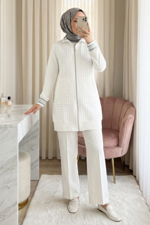 Fermuarlı Yandan Cepli Kapitone Kap 