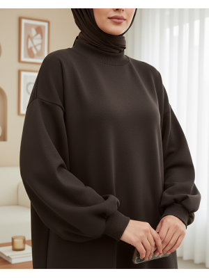 Boğazlı Üç İplik Polar    -K. Kahve