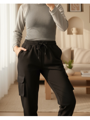 6667 Kargo Cepli Jogger Pantolon - Siyah