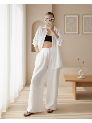 Kadın Çizgili Gömlek - 32320GML