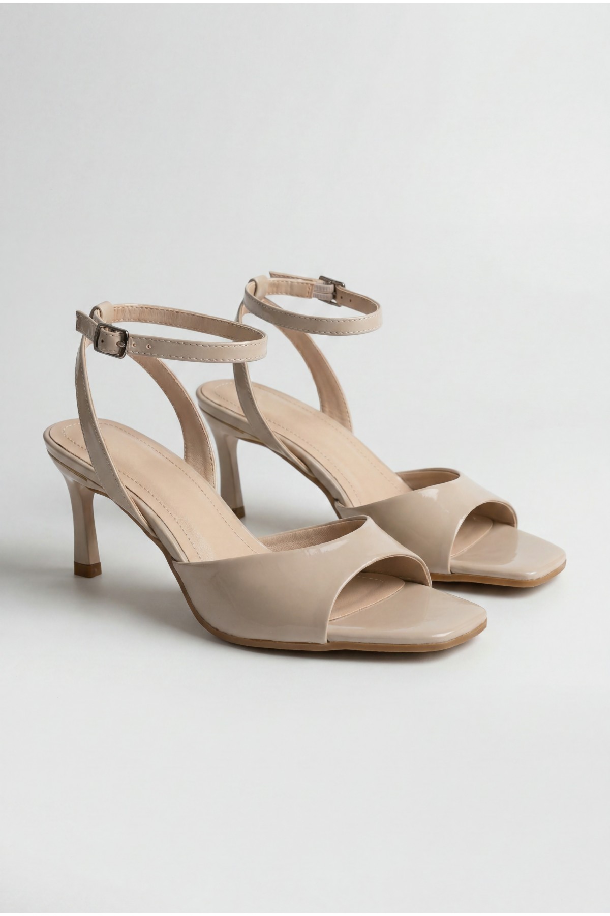 Lenya Beige Patent Leather High Heels