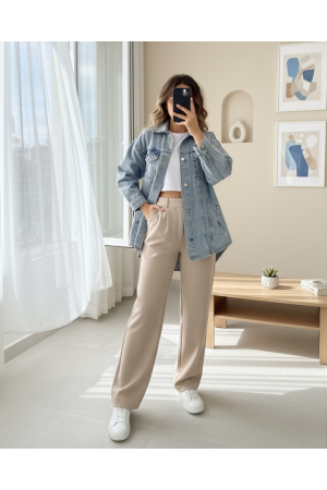 سترة جينز بأزرار  وجيوب -جليدي