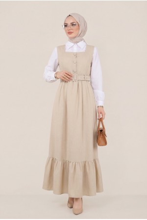 Top Buttoned Shirt Double Suit Gilet  - Beige