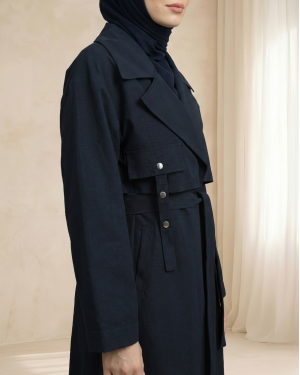 Kadın Cep Kapağı Detaylı Kuşaklı Trençkot - 15228TRC