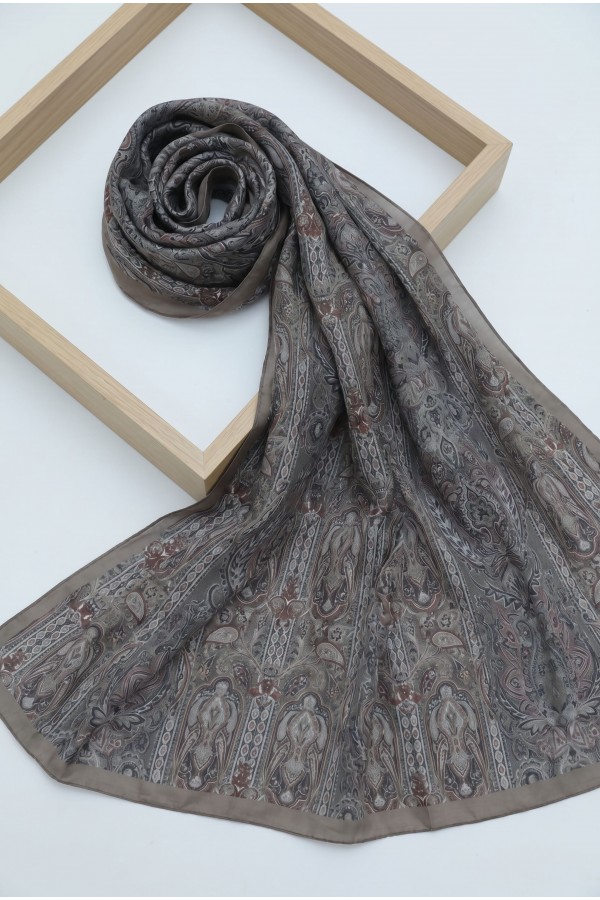 Authentic Striped Traditional Design Cotton Scarf -Mink color