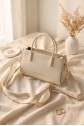 Minimalist Design Double Handle Long Shoulder Bag - Beige