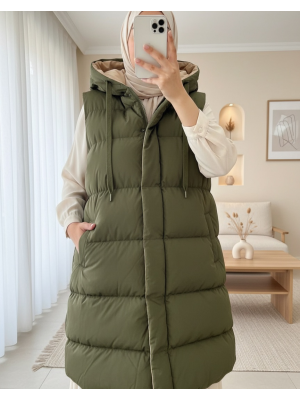 Kapşonlu Çift Taraflı Şişme Yelek   -Kamuflaj