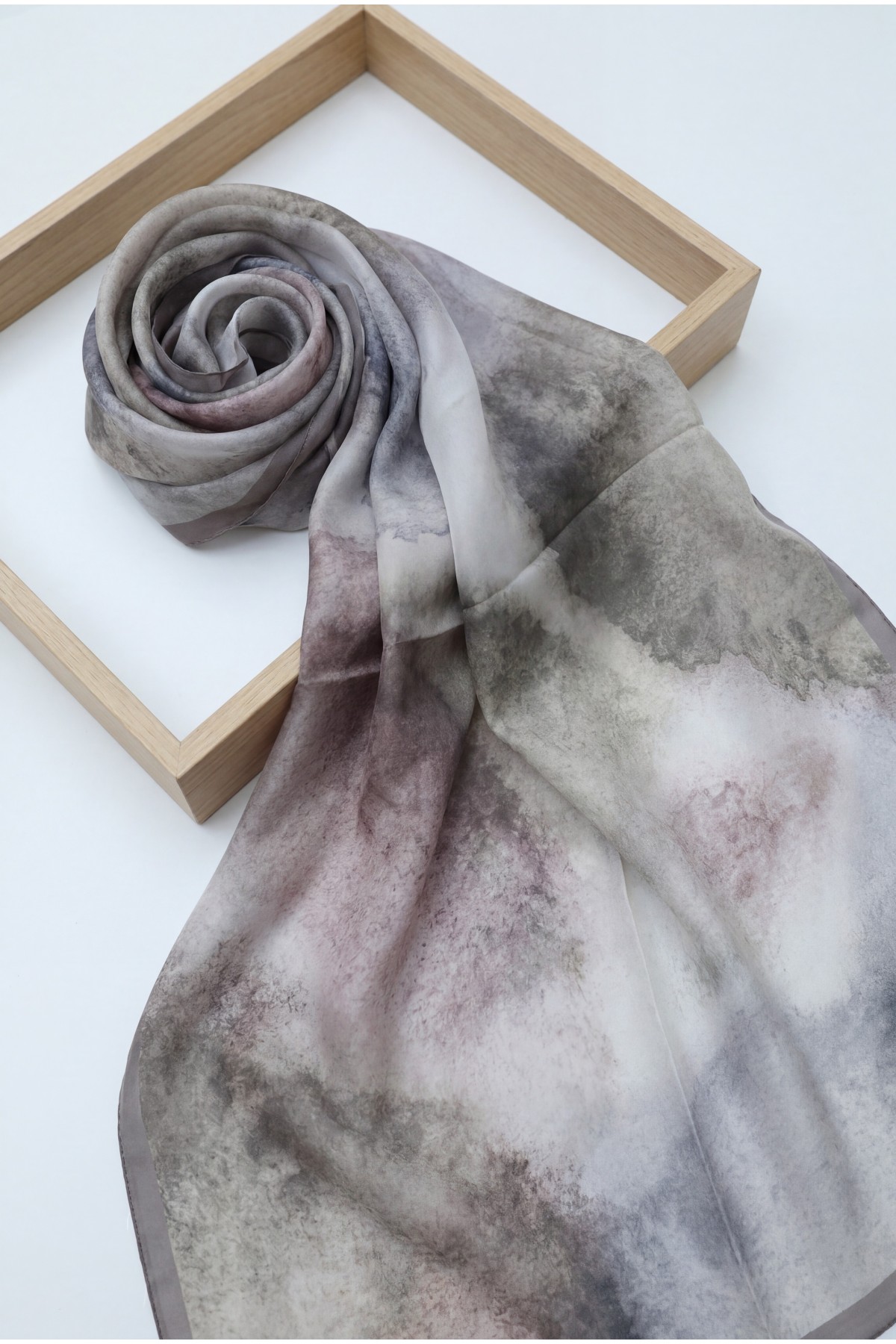 Marble Patterned Voile Scarf -Brown