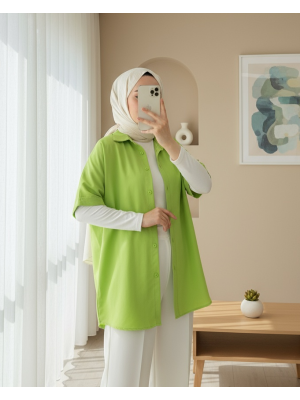 20120 Oversize Kısa Kollu Gömlek - A.Yeşil