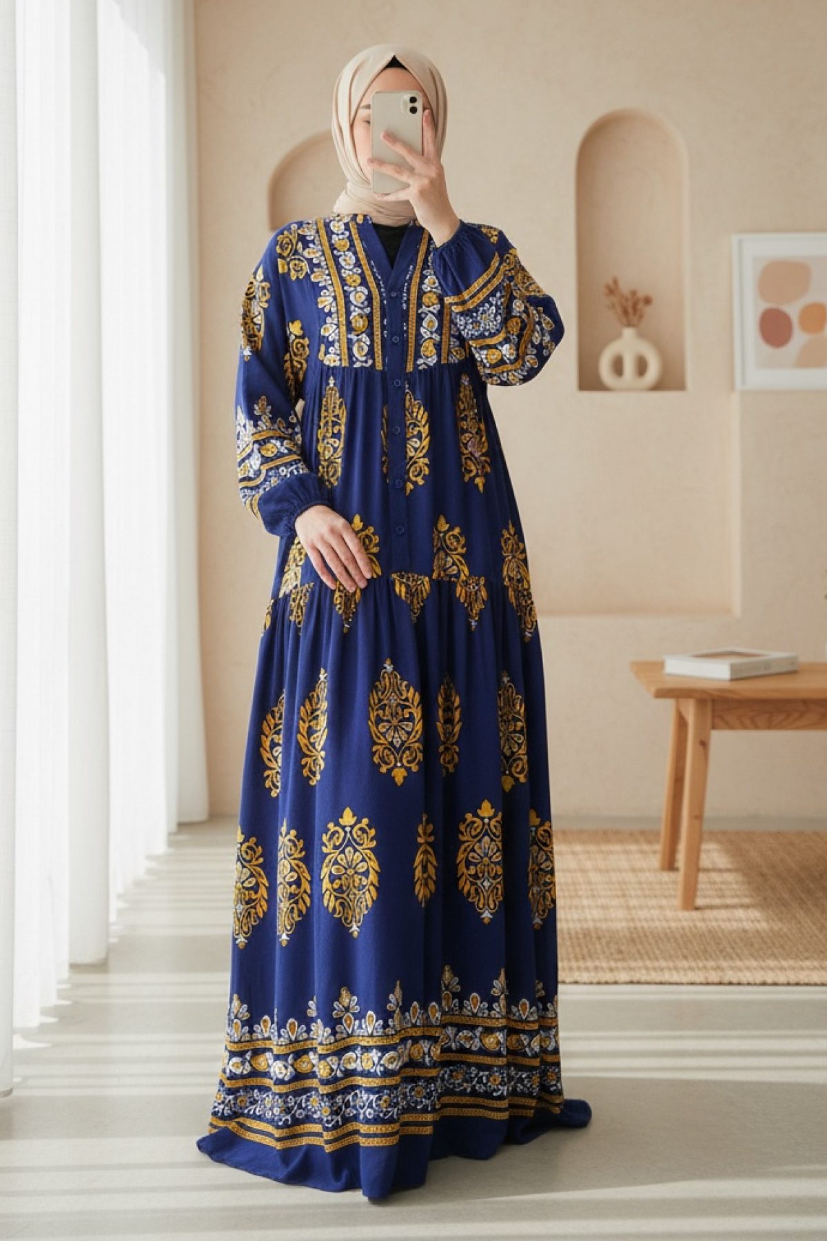 2423 Authentic Patterned Hijab Dress 