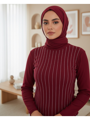 922 Taşlı Body - Bordo