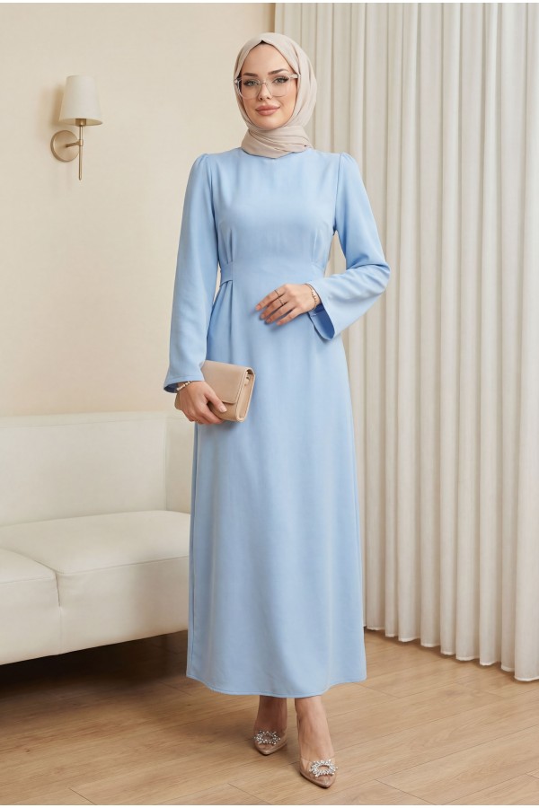 Judge Collar Lace Detailed Dress        -Baby Blue