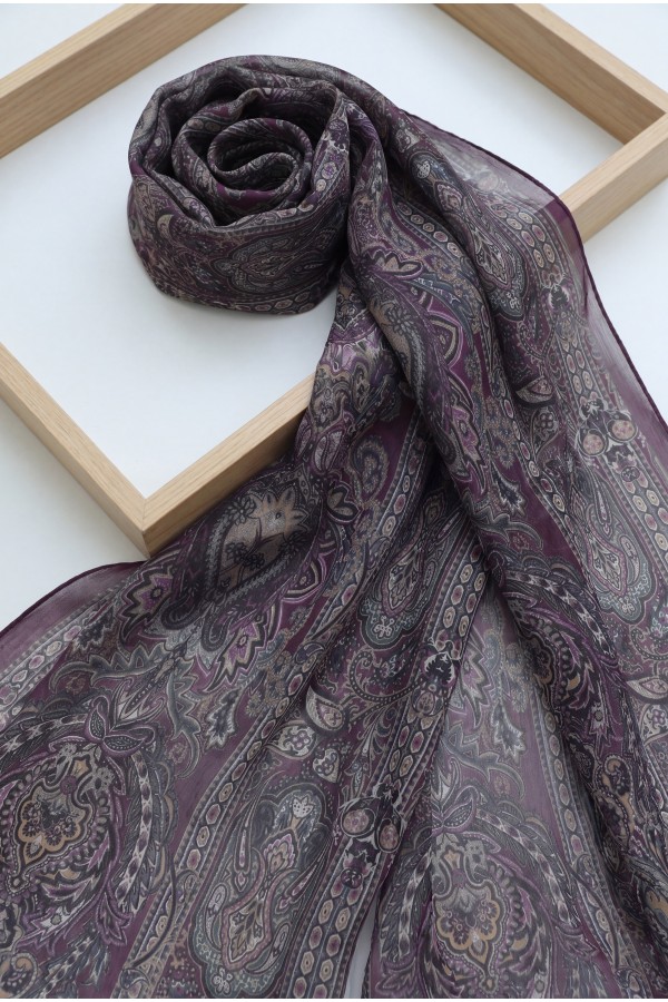 Authentic Striped Traditional Design Cotton Scarf - Purple