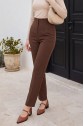 High Waist Trousers with Pocket Detail -Dark Coffee