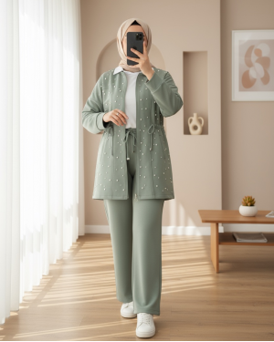 Pearly Tunnel Laced Scuba Suit  -Cagla Green