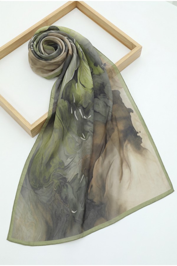 Patterned Sandy Scarf -Khaki