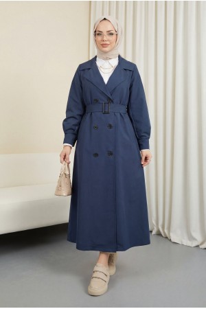 Balon Kol Tokalı Kemerli Yan Cepli Trençkot   -Laci