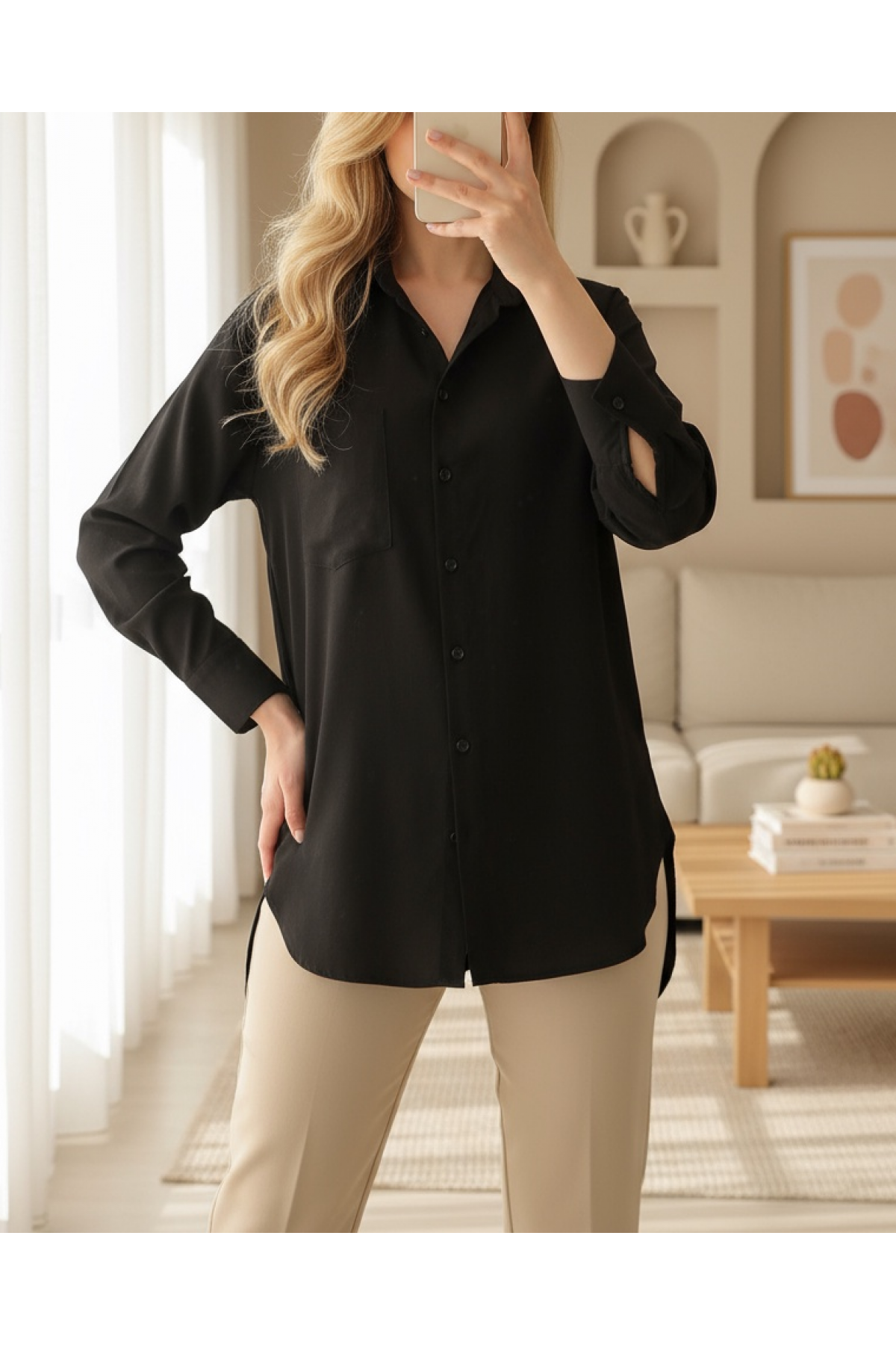 3952 Back Buttoned Boyfriend Shirt 