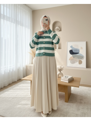 Ringelli Metal Düğmeli Kısa Hırka    -Mint