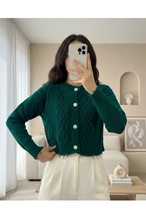 سترة ممزقة بأزرار حجرية16 -زمرد