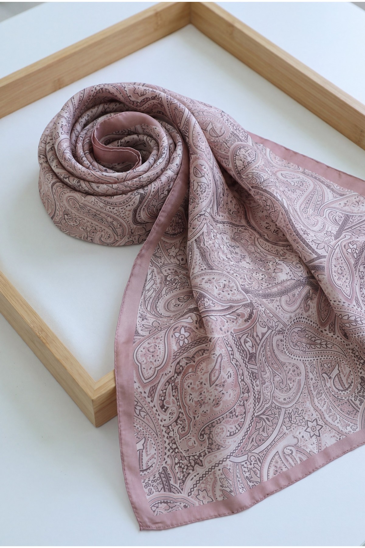 Traditional Floral Patterned Cotton Scarf -Dried rose
