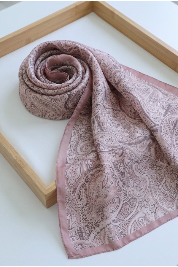 Traditional Floral Patterned Cotton Scarf -Dried rose