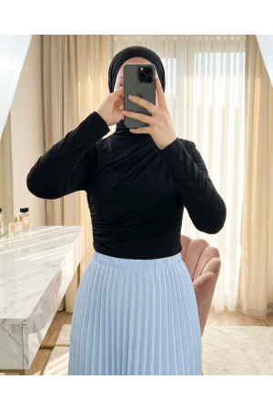 Boğazlı Uzun Kollu Sade Bluz 