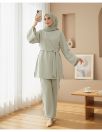 Önü Çapraz Bağlamalı Yırtmaçlı Scuba Takım  -Bej