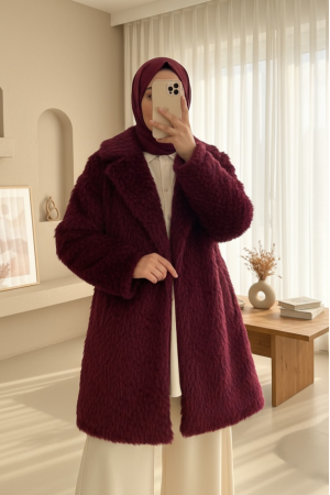 Beli Kuşaklı Cepli Sakallı Kap -Bordo