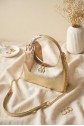 Scarf Detail Chain Strap Shoulder Bag -Gold