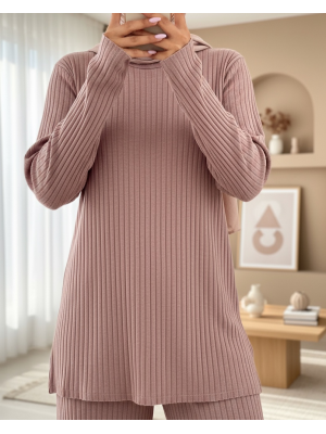 Bisiklet Yaka Kaşkorse Takım    -Açık Kahve