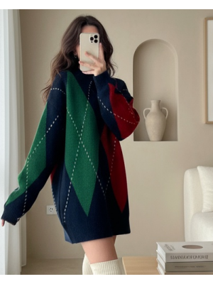 Baklava Desen Kalın Yumoş Kazak -كحلي