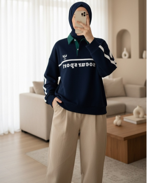 سويت شيرت نسائي مطرز ومزخرف بتفاصيل  