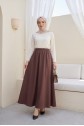 تنورة باراشوت بخصر مطاطي مع جيوب -بنى
