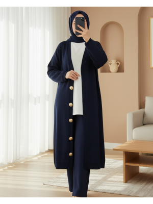 Düğmeli Selanik Uzun Hırka -Laci