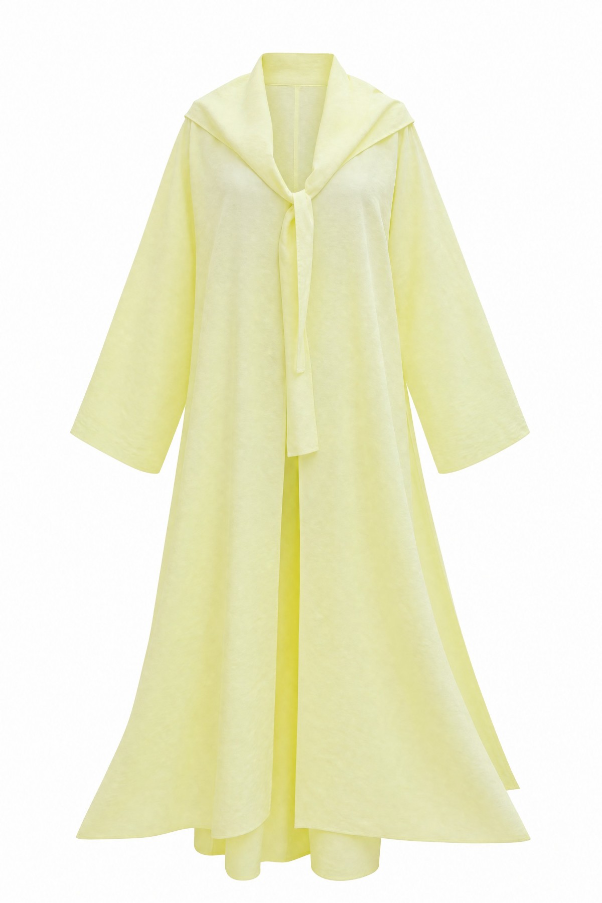 Modal Suit with Scarf Detail and Deep Slit Pants, with Pockets -Yellow