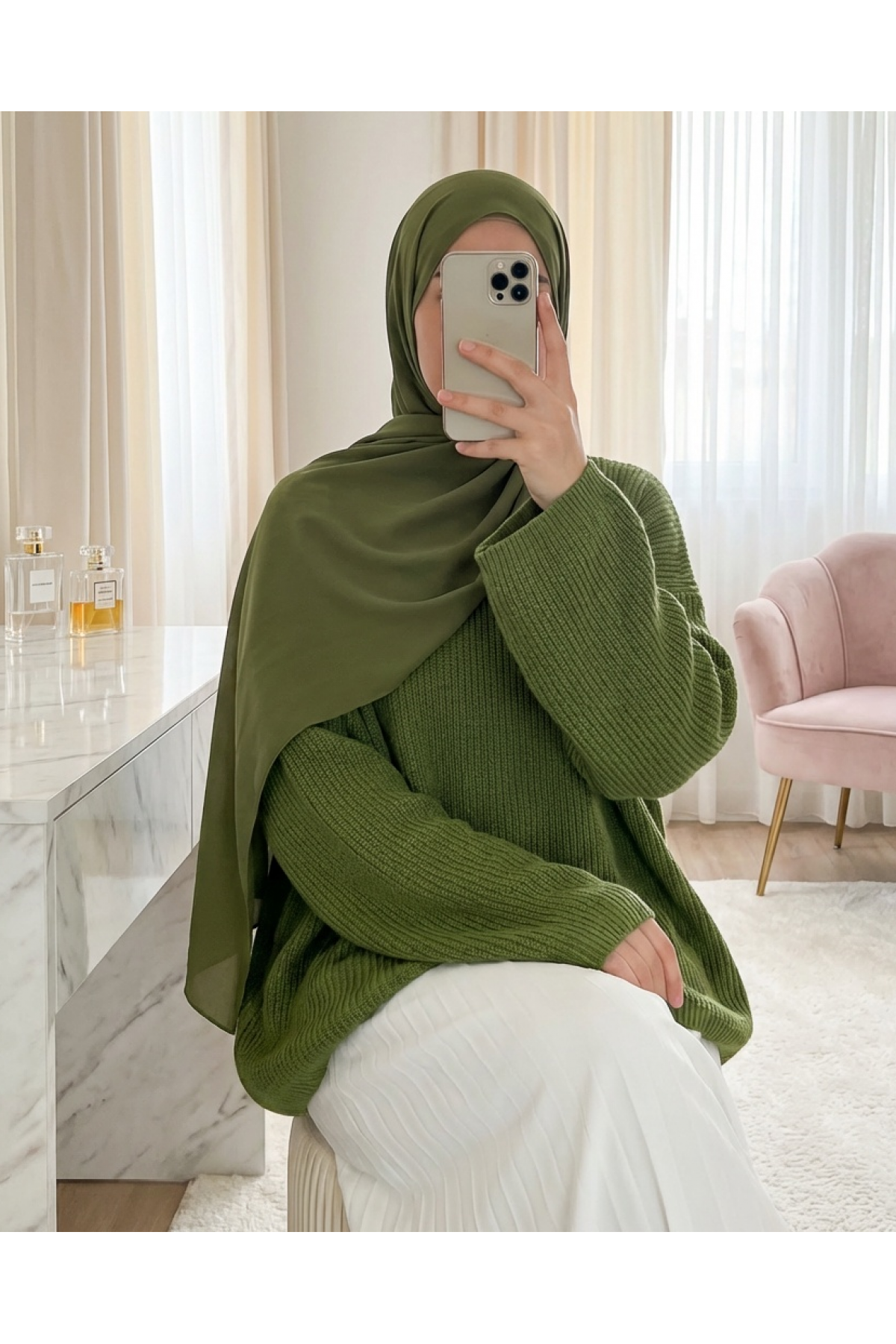 Round Neck Loose Knit Sweater -PISTACHIO GREEN