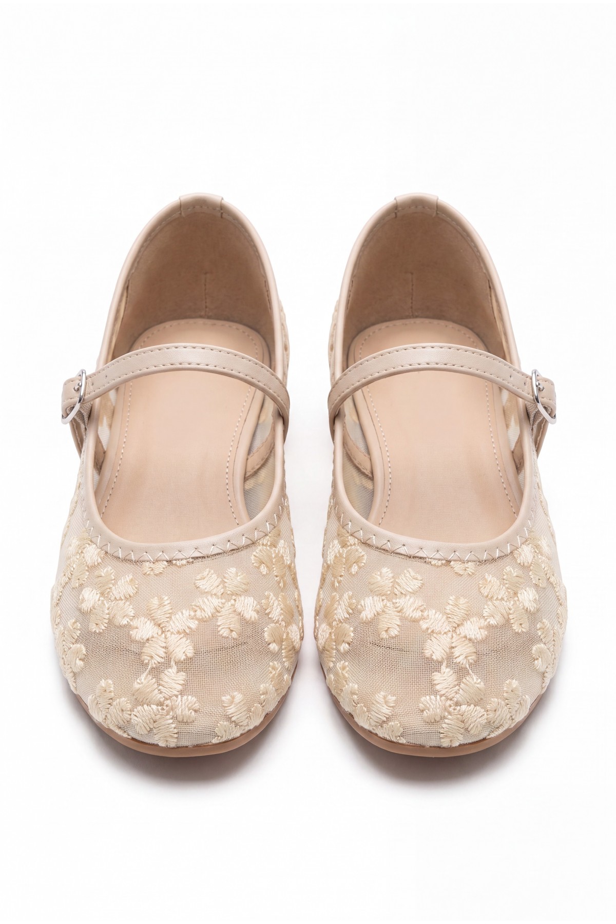Cuwe Beige Tulle Ballet Flats