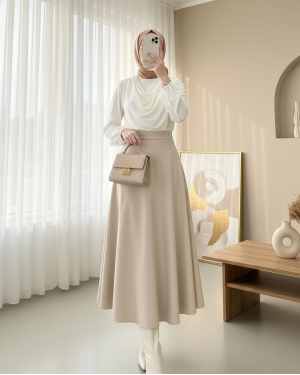 Bol Kiloş Sukuba Puf Etek     -Bej