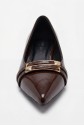 Downen Brown Patent Leather Low-Heeled Shoes