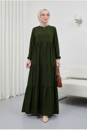 Kat Kat Büzgülü Ferace Haki HM2735