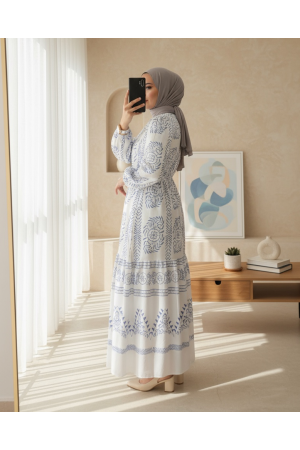 Tunnel Lace Long Dress -White
