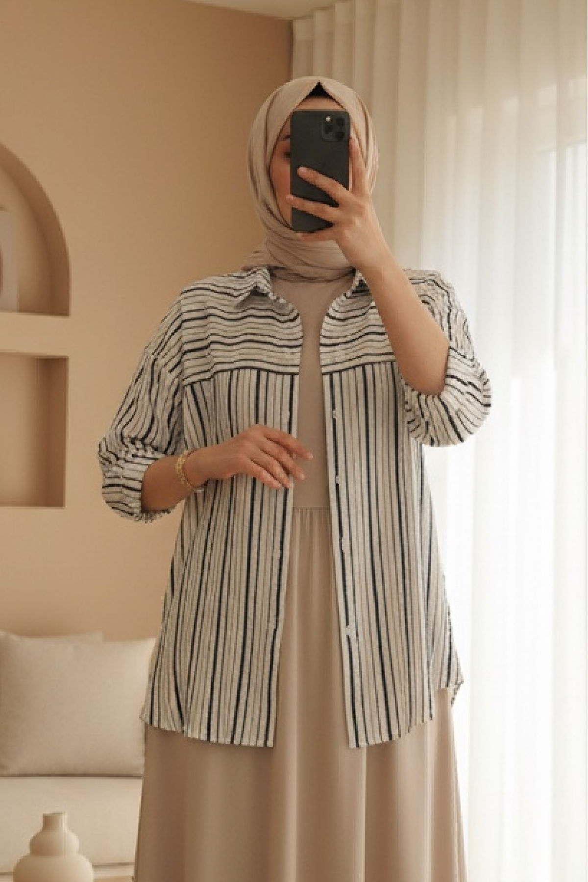 Women's Striped Short Sleeve Shirt 20344 